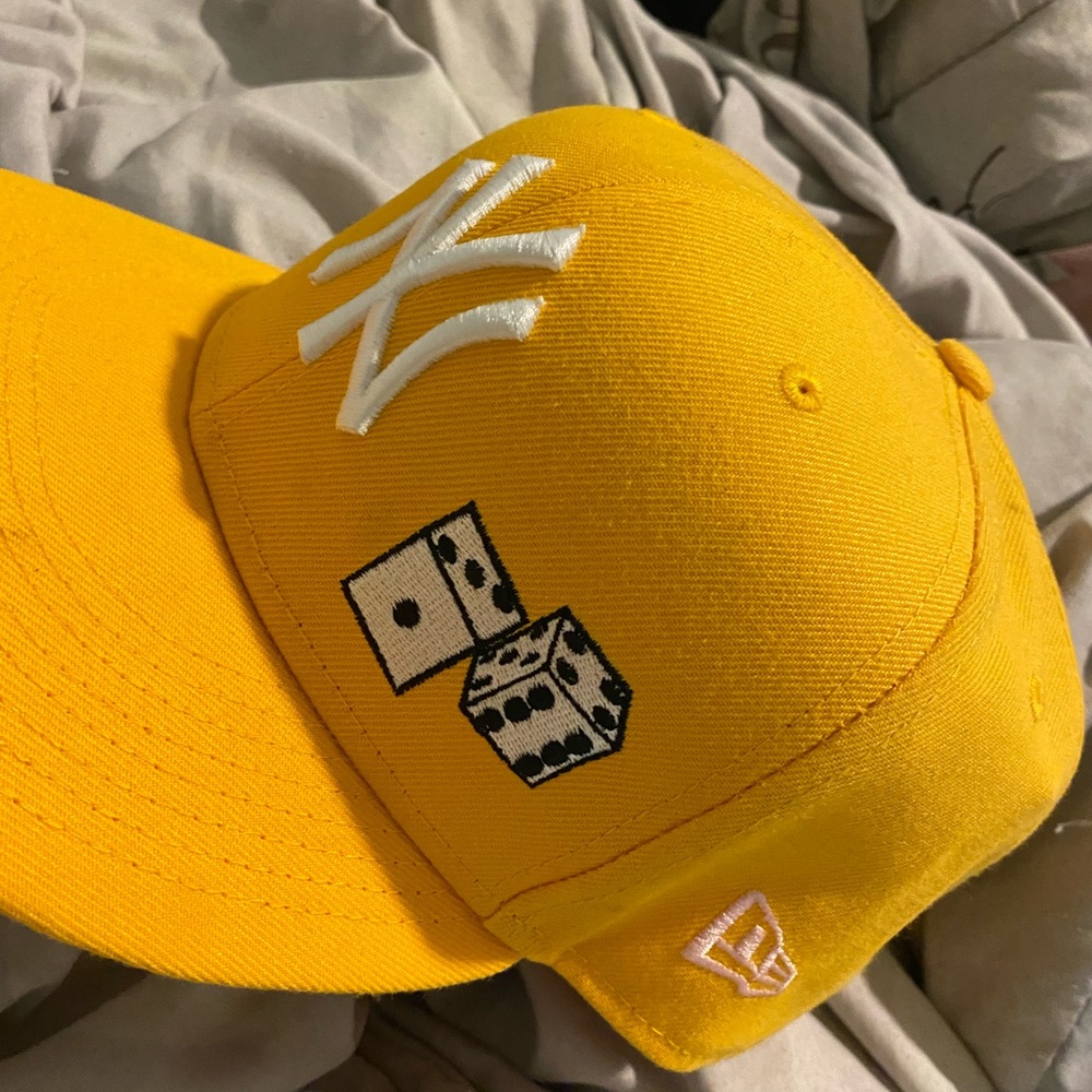 Yellow hat w/ pink brim 7 1/2 All-Star game patch 2016